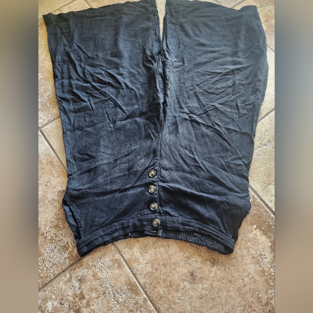 Black Button-Front Pants Who What Wear Button Front Wide Leg Pants size 16